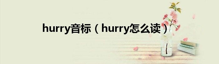 hurry音标（hurry怎么读）