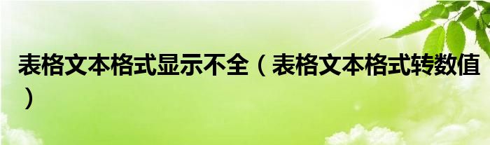 表格文本格式显示不全（表格文本格式转数值）