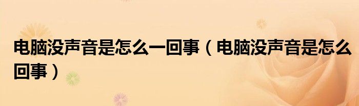 电脑没声音是怎么一回事（电脑没声音是怎么回事）