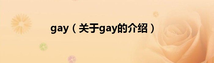gay（关于gay的介绍）