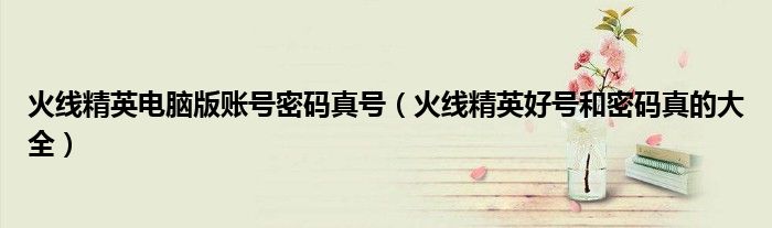 火线精英电脑版账号密码真号（火线精英好号和密码真的大全）
