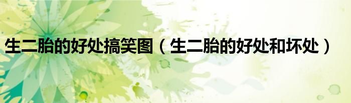 生二胎的好处搞笑图（生二胎的好处和坏处）