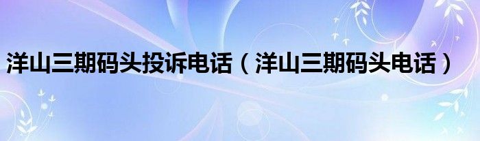 洋山三期码头投诉电话（洋山三期码头电话）