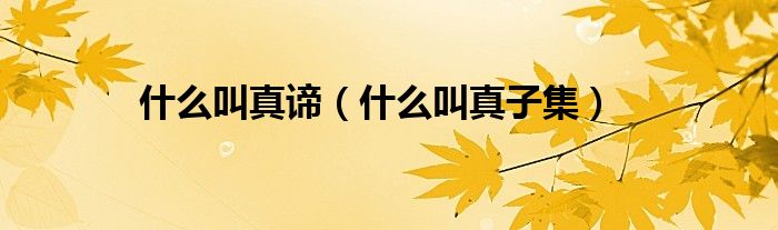 什么叫真谛（什么叫真子集）