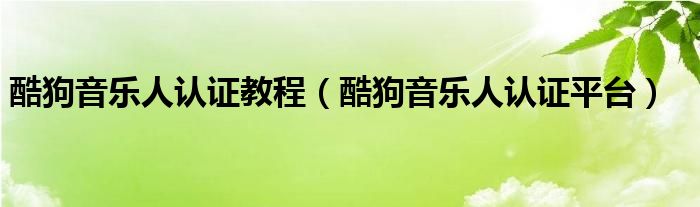 酷狗音乐人认证教程（酷狗音乐人认证平台）