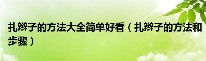 扎辫子的方法大全简单好看（扎辫子的方法和步骤）