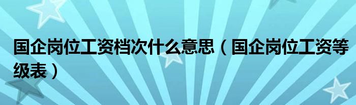 国企岗位工资档次什么意思（国企岗位工资等级表）