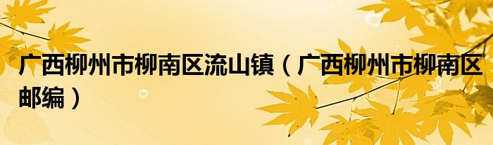 广西柳州市柳南区流山镇（广西柳州市柳南区邮编）