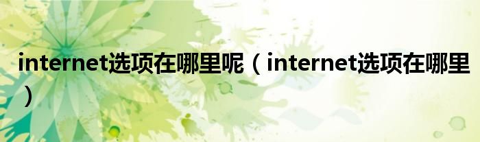 internet选项在哪里呢（internet选项在哪里）