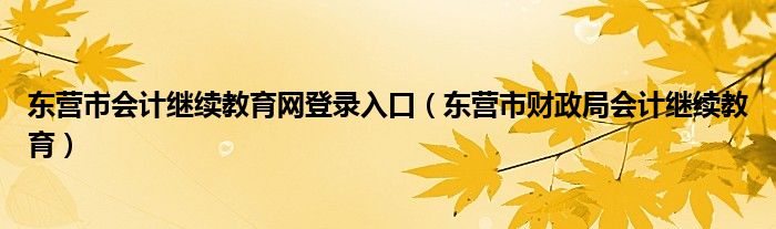 东营市会计继续教育网登录入口（东营市财政局会计继续教育）