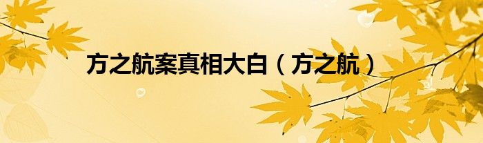 方之航案真相大白（方之航）