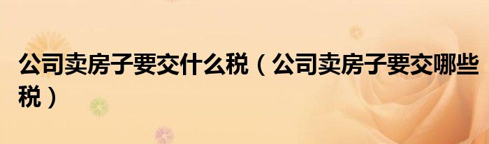 公司卖房子要交什么税（公司卖房子要交哪些税）