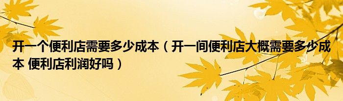 开一个便利店需要多少成本（开一间便利店大概需要多少成本 便利店利润好吗）