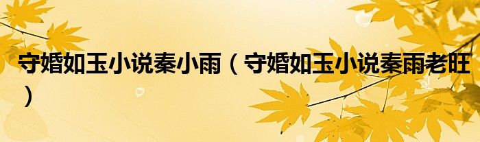 守婚如玉小说秦小雨（守婚如玉小说秦雨老旺）