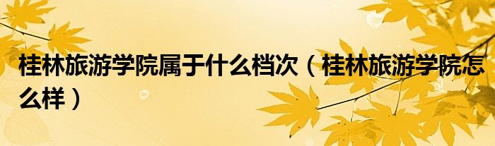 桂林旅游学院属于什么档次（桂林旅游学院怎么样）