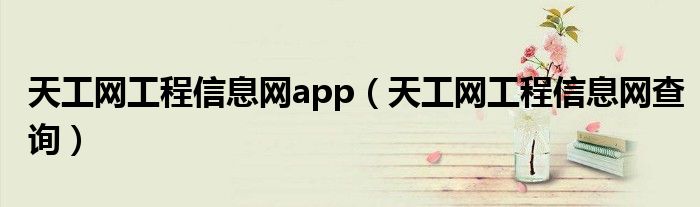天工网工程信息网app（天工网工程信息网查询）