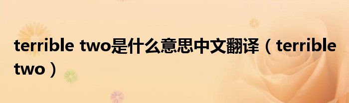 terrible two是什么意思中文翻译（terrible two）