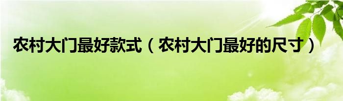 农村大门最好款式（农村大门最好的尺寸）