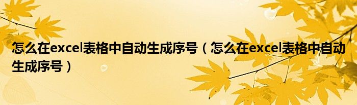 怎么在excel表格中自动生成序号（怎么在excel表格中自动生成序号）