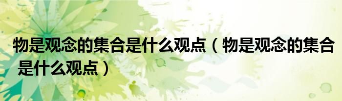 物是观念的集合是什么观点（物是观念的集合 是什么观点）