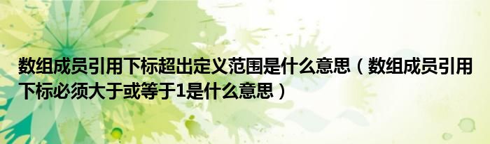 数组成员引用下标超出定义范围是什么意思（数组成员引用下标必须大于或等于1是什么意思）
