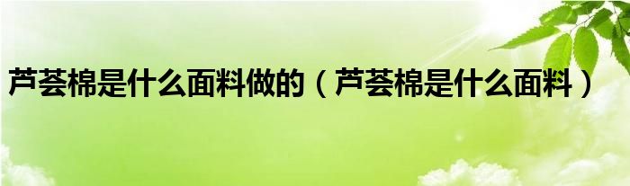 芦荟棉是什么面料做的（芦荟棉是什么面料）