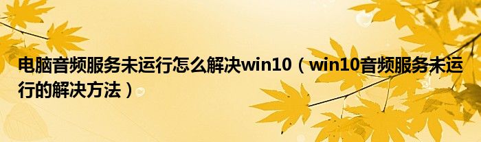 电脑音频服务未运行怎么解决win10（win10音频服务未运行的解决方法）