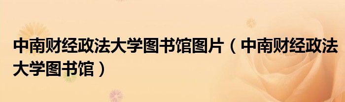 中南财经政法大学图书馆图片（中南财经政法大学图书馆）