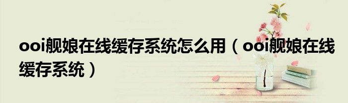 ooi舰娘在线缓存系统怎么用（ooi舰娘在线缓存系统）