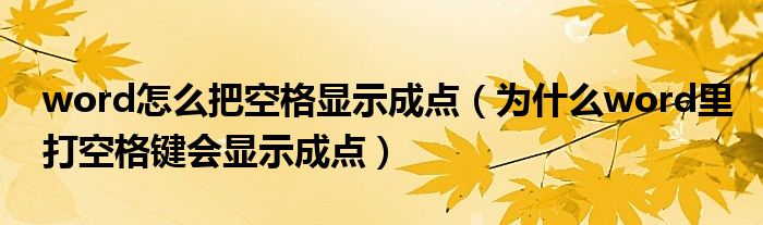 word怎么把空格显示成点（为什么word里打空格键会显示成点）