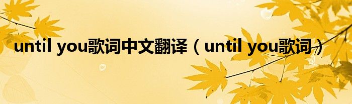 until you歌词中文翻译（until you歌词）