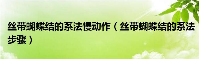 丝带蝴蝶结的系法慢动作（丝带蝴蝶结的系法步骤）