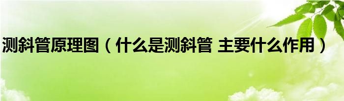 测斜管原理图（什么是测斜管 主要什么作用）