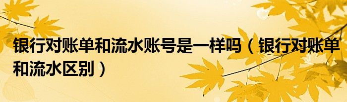 银行对账单和流水账号是一样吗（银行对账单和流水区别）