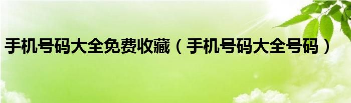 手机号码大全免费收藏（手机号码大全号码）