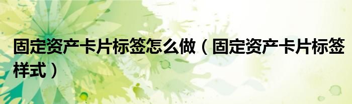 固定资产卡片标签怎么做（固定资产卡片标签样式）
