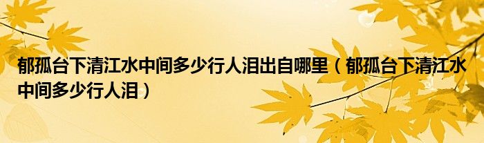 郁孤台下清江水中间多少行人泪出自哪里（郁孤台下清江水中间多少行人泪）