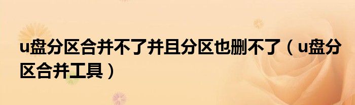 u盘分区合并不了并且分区也删不了（u盘分区合并工具）