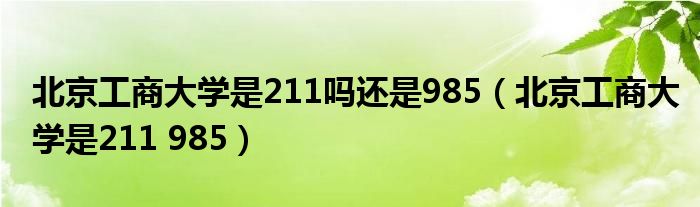 北京工商大学是211吗还是985（北京工商大学是211 985）