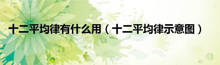 十二平均律有什么用（十二平均律示意图）