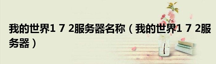 我的世界1 7 2服务器名称（我的世界1 7 2服务器）