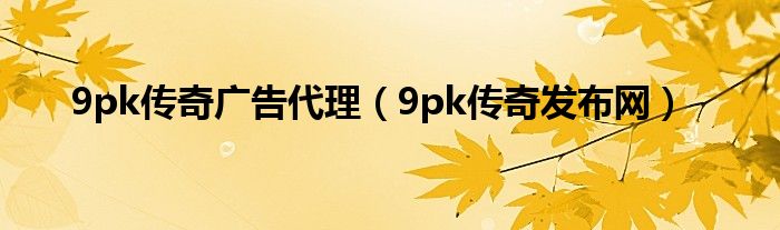 9pk传奇广告代理（9pk传奇发布网）
