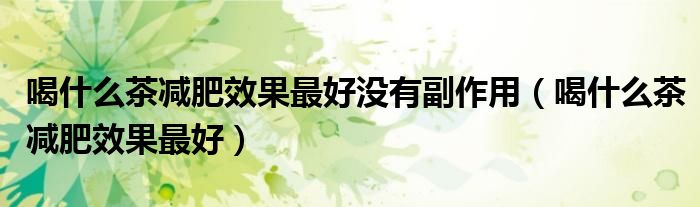 喝什么茶减肥效果最好没有副作用（喝什么茶减肥效果最好）