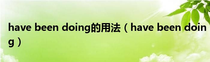 have been doing的用法（have been doing）