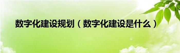 数字化建设规划（数字化建设是什么）