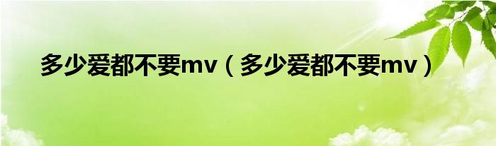 多少爱都不要mv（多少爱都不要mv）