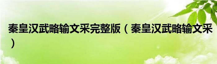 秦皇汉武略输文采完整版（秦皇汉武略输文采）