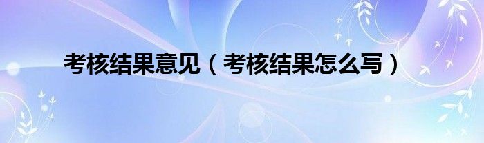 考核结果意见（考核结果怎么写）