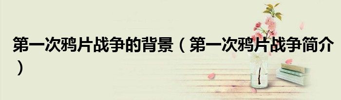 第一次鸦片战争的背景（第一次鸦片战争简介）