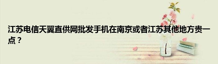 江苏电信天翼直供网批发手机在南京或者江苏其他地方贵一点？